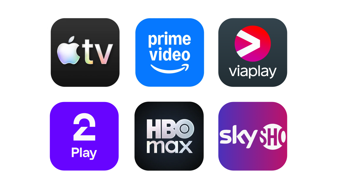 Alle disse streamingtjenestene er inkludert i flex 2 - enten som valgfrie eller inkluderte. Se apple TV, hbo max, tv 2, viaplay, prime video og skyshowtime