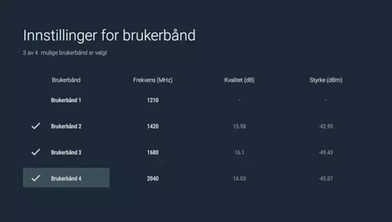 Hvis du har HDBasic+HD28502, velg brukerbånd 2,3 og 4.
